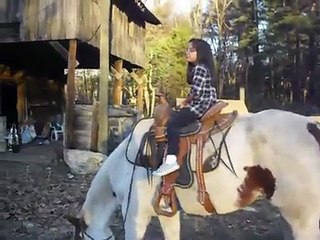 Paola and Gabriela horse riding in Massachusetts