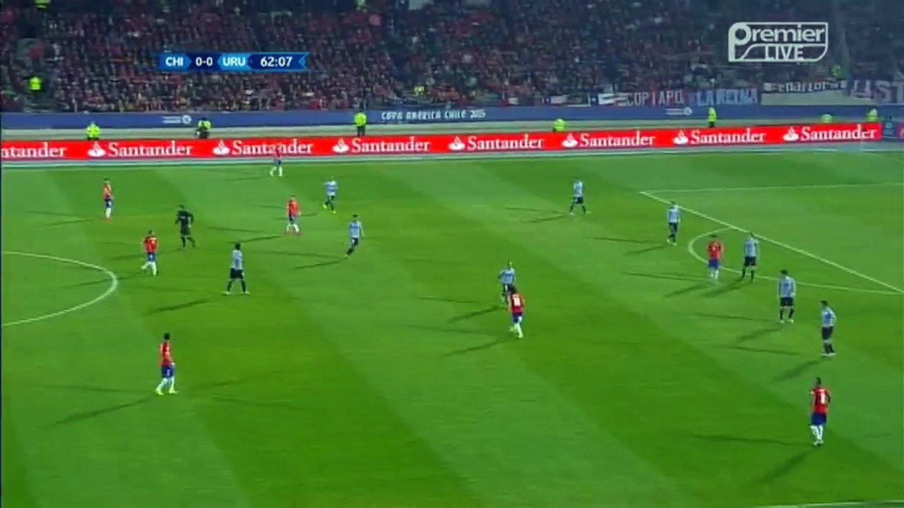 Edinson Cavani gets a red card ( two yellow cards ) | Chile vs Uruguay 25.06.2015