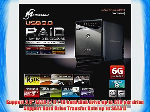Mediasonic HFR2-SU3S2 PRORAID 4 Bay 3.5 SATA Hard Drive Enclosure - USB 3.0