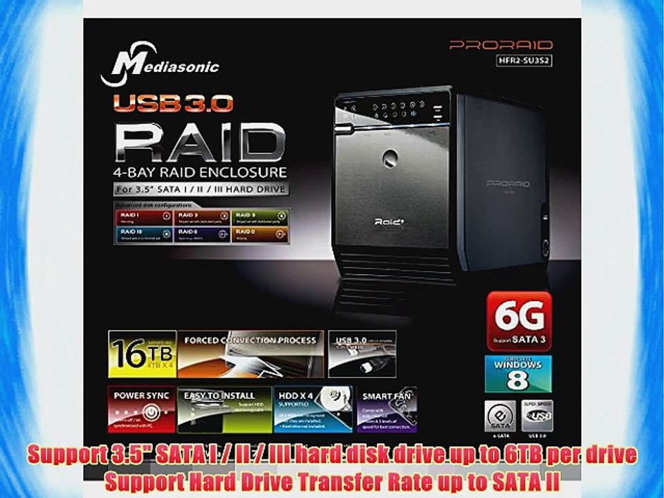 Mediasonic HFR2-SU3S2 PRORAID 4 Bay 3.5 SATA Hard Drive Enclosure - USB 3.0