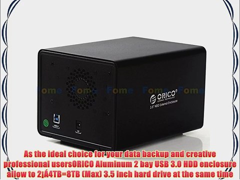 FOME Orico 9528U3 Aluminum Dual Bay 3.5-Inch SATA Hard Drive USB3.0 HDD Enclosure Case 8TB