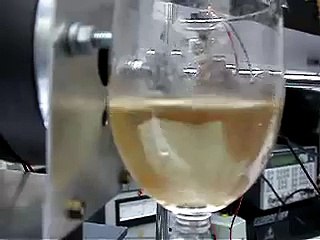 water filled glass vibrating on resonance frequency