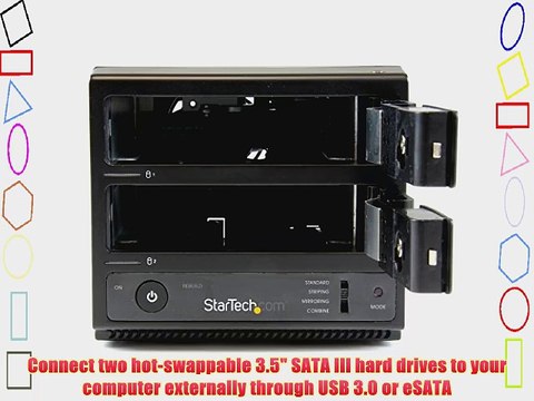 StarTech.com USB 3.0/eSATA Dual-Bay Trayless 3.5-Inch SATA III Hard Drive Enclosure with UASP