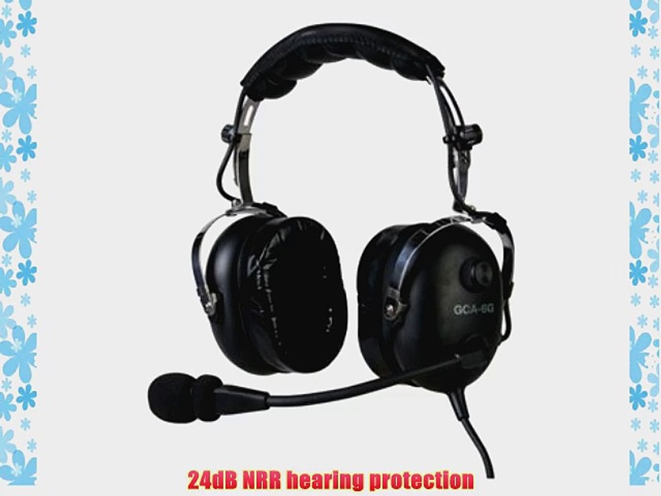 Gulf Coast Avionics GCA-6G Premium Pilot Aviation Headset w/MP3 Input Black