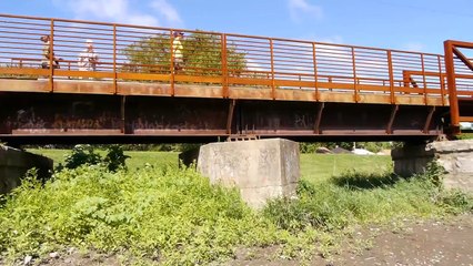 Monon Trail Bridge over the Little Calumet river connects Hammond with Munster in Indiana