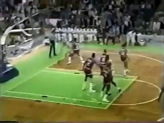 Larry Bird dunks around Dr J