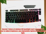 Superbpag 7 Immutable Colorful LED Backlits Backlight USB Wired Gaming Keyboard -White