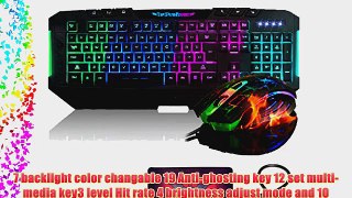 Merdia Gaming Keyboard Mouse Mouse Pad Combo Set 7 Backlight LED Illuminated USB Gaming Keyboard