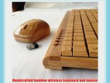 CLEWGEAR Handcrafted Natural Bamboo Wooden PC Wireless 2.4GHz Keyboard and Mouse Combo   Free