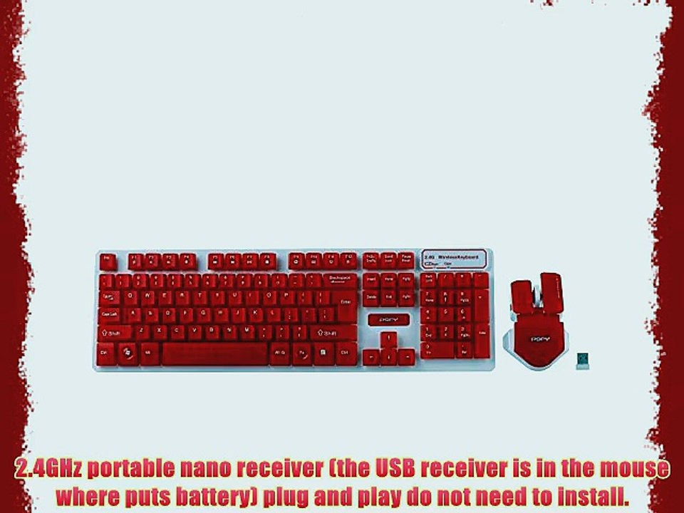 BlueFinger Cool Red Wireless Keyboard and Mouse Combo Set   BlueFinger Customized Mouse Pad