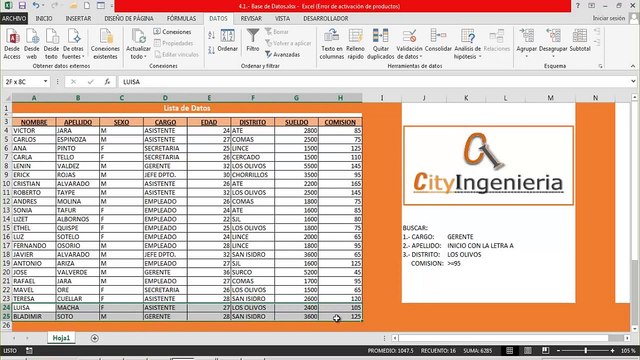 Excel Avanzado 2013: Base de Datos - Formulario de Entrada de Datos
