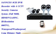 SANNCE® 8CH DVR Recorder with 4 CCTV Security Cameras