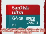 SanDisk Ultra 64GB MicroSDXC Class 10 UHS Memory Card Speed Up To 30MB/s With Adapter Frustration-Free