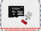 TOPRAM 16GB Class 10 MicroSDHC Card C10 MicroSD SDHC with SD Adapter and R10W Micro USB Flash