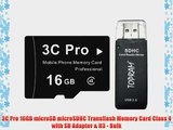 3C Pro 16GB microSD microSDHC Transflash Memory Card Class 4 with SD Adapter