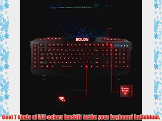 Qisan(TM) BOLON 7 Colors LED USB Wired Illuminated Ergonomic Backlight Gaming...