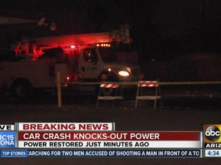 Car crashes into pole and knocks out power