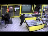 TG 20.03.15 VIDEO SHOCK Rapina e conflitto a fuoco all'Eurospin del San Paolo Bari