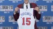 Knicks draft pick Kristaps Porzingis reacts to booing fans