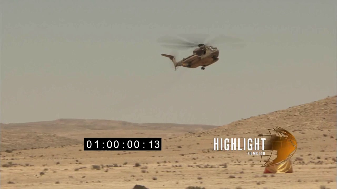 HD footage of an IDF Helicopter landing and taking off in the desert