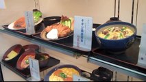 Fake food samples and real food in a Japanese eating place