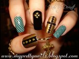 Edgy Elegant Easter Nails with Rhinestone Cross and BPS Studs Easy Nail Art Tutorial