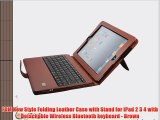 FOM New Style Folding Leather Case with Stand for iPad 2 3 4 with Detachable Wireless Bluetooth