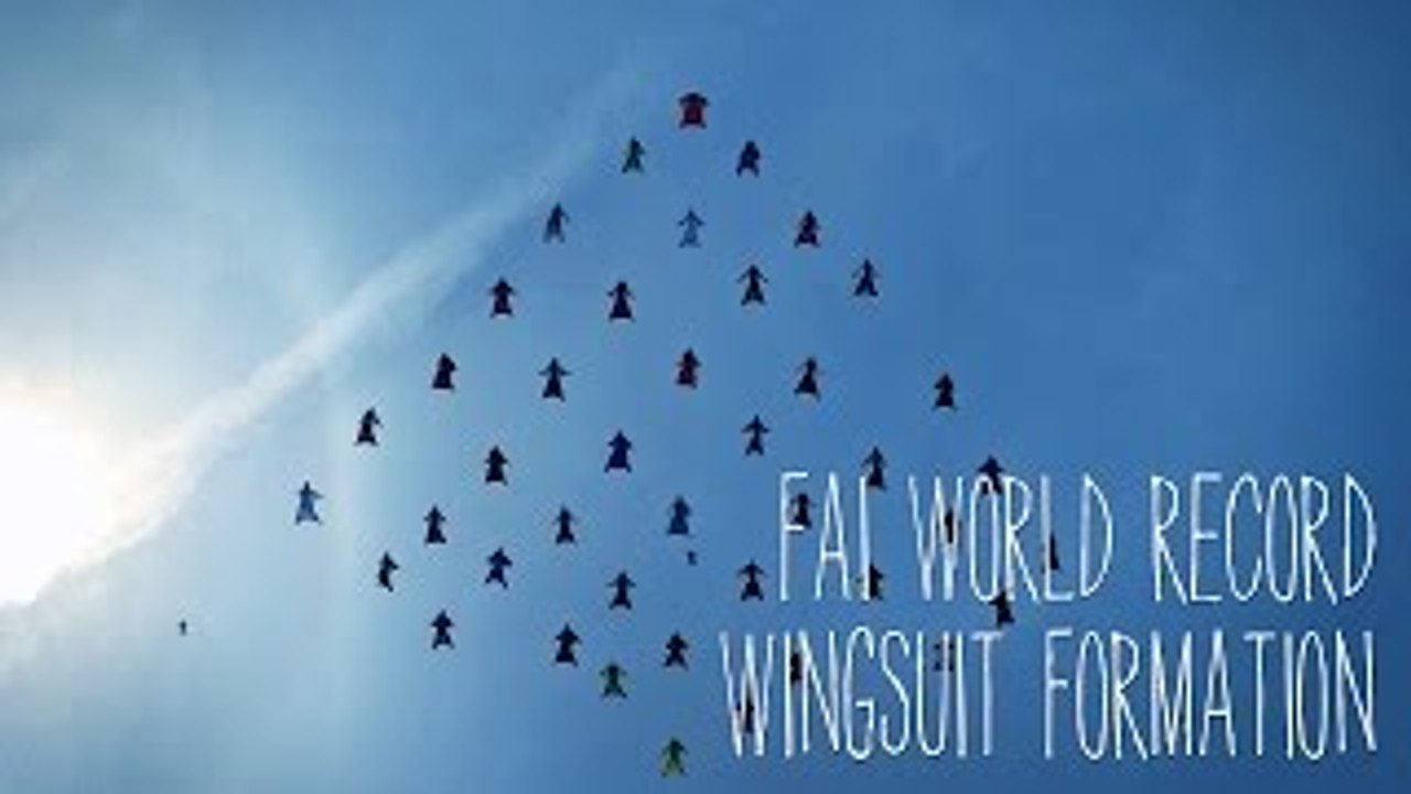 World Record Wingsuit Formation - 42 Wingsuit Pilots