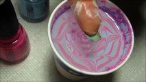 Cotton Candy Swirl Water Marble Nail Art Tutorial (Water Marble March 2015 #7)
