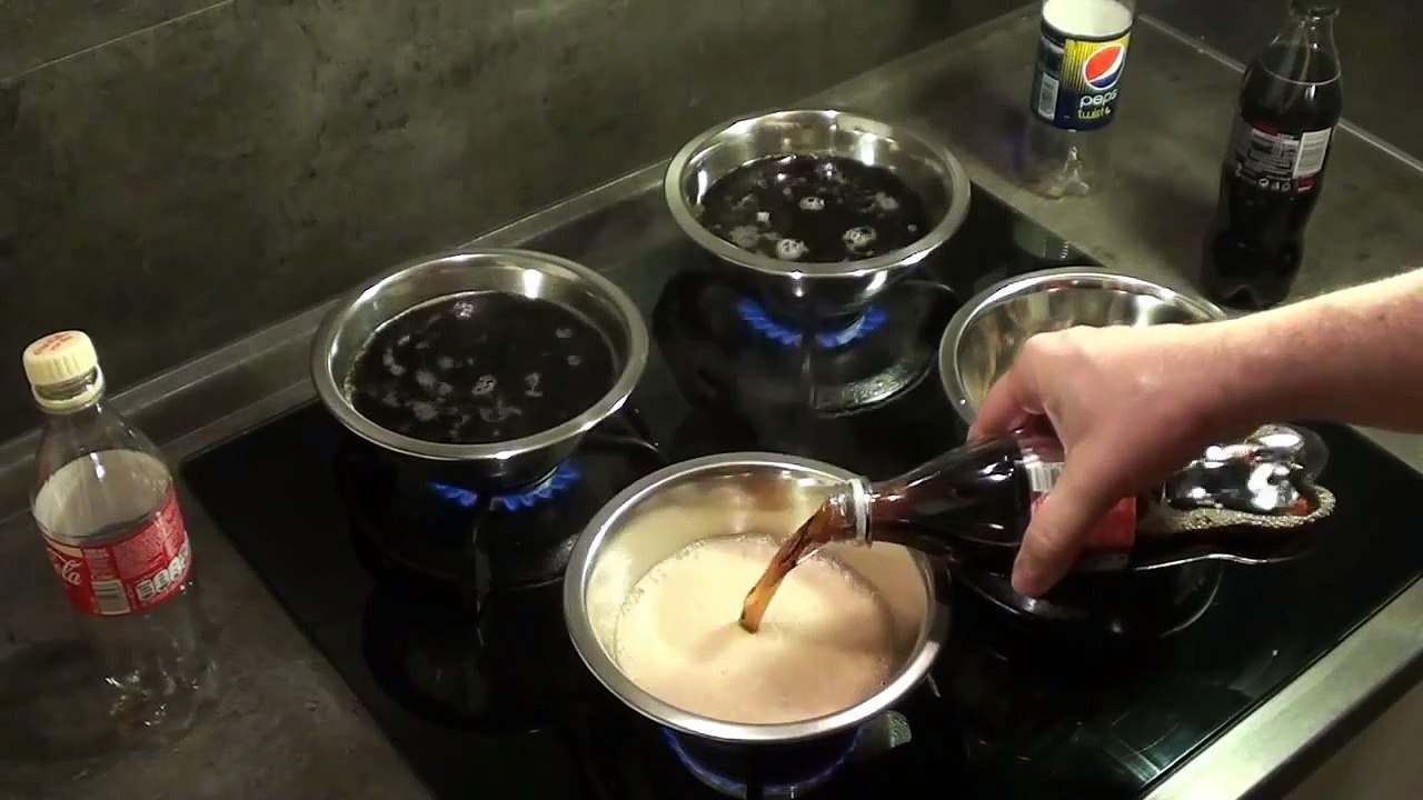 COOL Experiment with Coca Cola, Pepsi Cola, Cola Light and Coca Cola Zero