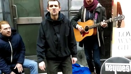 Homeless Man Raps With Popular Irish Band