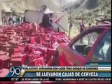 Jauja: camiones de cerveza chocaron y pobladores se robaron las cajas