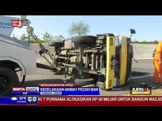 Duar! Mobil Box Pecah Ban di Tol Cipali