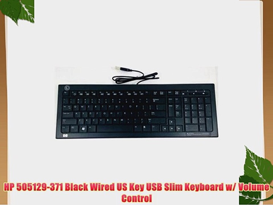 HP 505129-371 Black Wired US Key USB Slim Keyboard w/ Volume Control