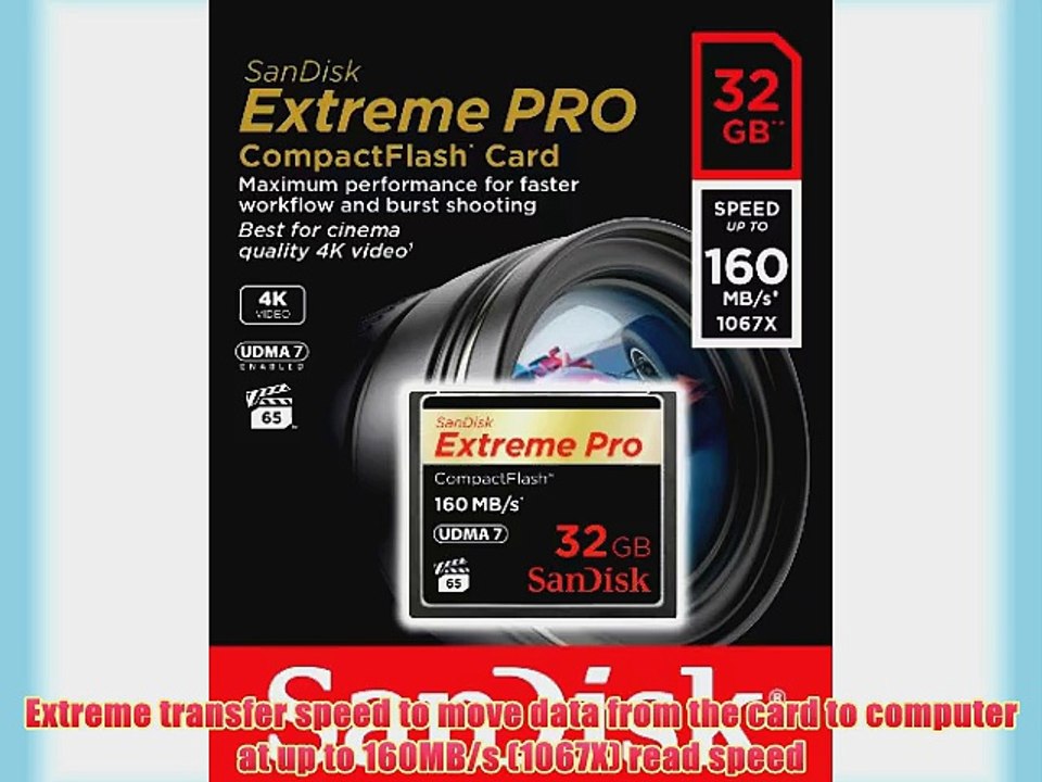 SanDisk Extreme PRO 32GB CompactFlash Memory Card UDMA 7 Speed Up To 160MB/s- SDCFXPS-032G-X46