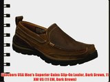 Skechers USA Men's Superior Gains Slip-On Loafer Dark Brown 11 XW US (11 EW Dark Brown)