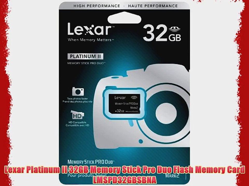 Lexar Platinum II 32GB Memory Stick Pro Duo Flash Memory Card LMSPD32GBSBNA
