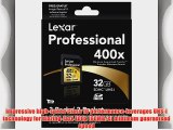 Lexar Professional 400x 32GB SDHC UHS-I Flash Memory Card LSD32GCTBNA4002 - Pack of 2