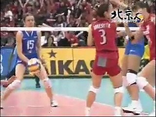 女子バレー　セルビア・モンテネグロ戦　大逆転勝利