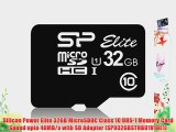 Silicon Power Elite 32GB MicroSDHC Class 10 UHS-1 Memory Card Speed upto 40MB/s with SD Adapter