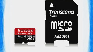 Transcend 64GB MicroSDXC Class10 UHS-1 Memory Card with Adapter 45 MB/s (TS64GUSDU1E)