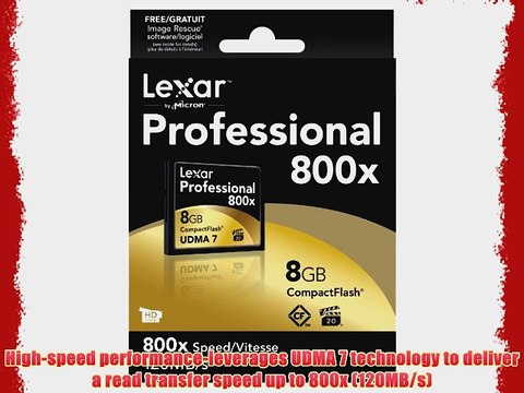 Lexar Professional 800x 8GB VPG-20 CompactFlash Card (Up to 120MB/s Read) w/Free Image Rescue
