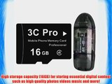 3C Pro 16GB microSD microSDHC Transflash Memory Card Class 4 with SD Adapter