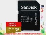SanDisk Extreme 64GB MicroSDXC UHS-1 Flash Memory Card Speed Up To 45MB/s With Adapter- SDSDQXL-064G-G46A