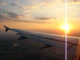 Aterrizaje y puesta Sol en aeropuerto de Barajas