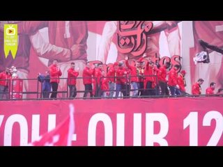Theo Walcott shows the Fans the FA Cup at the Parade