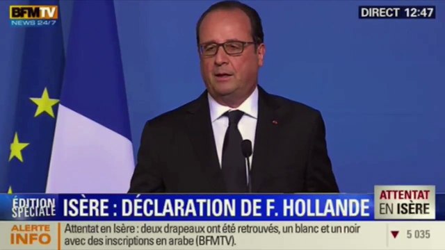 Attentat en Isère: l'émotion ne peut pas être la seule réponse déclare Hollande
