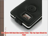 HTC Desire 600 Dual Sim Leather Case - Flip Top Type (Black) by Pdair