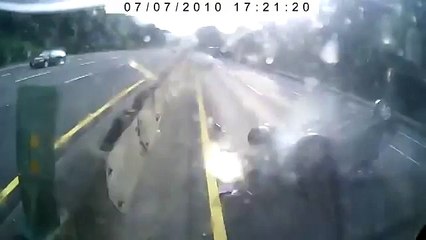 Double crash, caught on truck cam