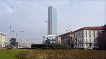 Torre Isozaki (CityLife) montaggio antenna -  Milano - 28.02.15